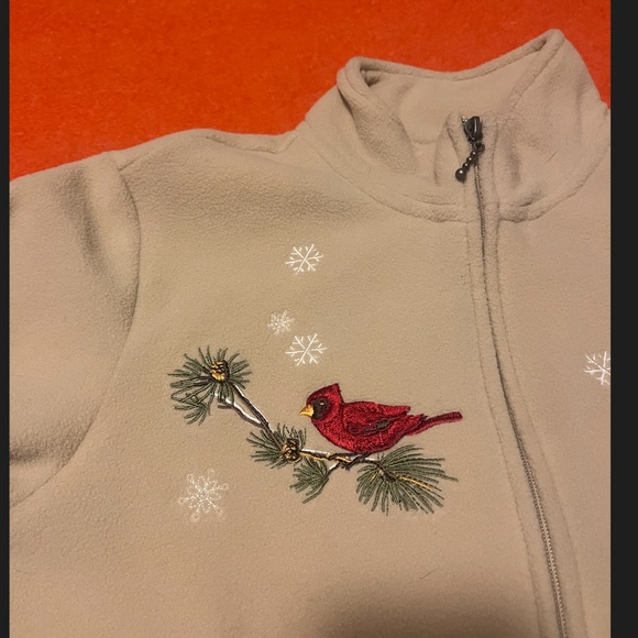 Vintage Traditions Country Collection winter festive birds fleece jacket NWT - Picture 2 of 11